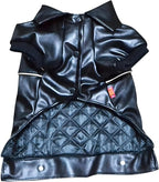 Dog Leather Jacket - Cute Leather Dog Jackets Motorcycle Clothes with Buttons Pet Waterproof Winter Coat for Small Medium Dogs(Black, XL)