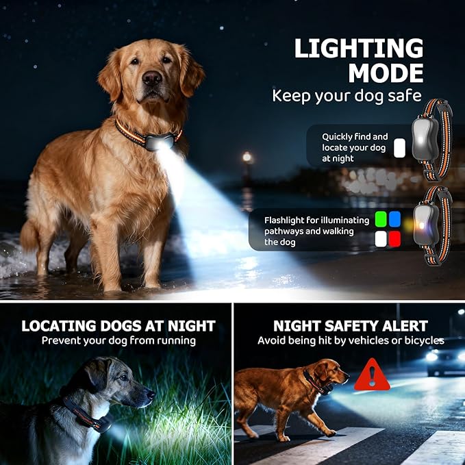 Shock Collar for Dog - 3300FT Dog Shock Collar with Remote, IP67 Waterproof Training Collar with 3 Modes & LED Light, Rechargeable e Collar for Large Medium Small Dogs