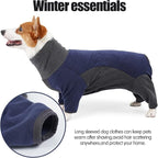 Dog Winter Coat Soft Warm Pajamas Windproof Fleece Sweatshirt Cold Weather Clothes High Neck Full Body Onesie for Walking, Hiking, Travel, Home Wear, Blue Grey XXXL