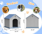 EasyUp Dog House Outdoor Indoor,Dog Kennel Weatherproof Resin Shelter with Air Vents and Elevated Floor for Small Medium Large Dogs,Easy Clean and Assemble(38.62 * 36.26 * 38.07in,Blue)