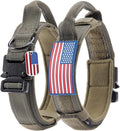 Reflective Tactical Dog Collar Adjustable for Training and Service K9 Dog Collar with Military Nylon Heavy Duty Metal Buckle and Control Handle for Medium and Large Dogs,1.5" Width Green L