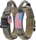 Reflective Tactical Dog Collar Adjustable for Training and Service K9 Dog Collar with Military Nylon Heavy Duty Metal Buckle and Control Handle for Medium and Large Dogs,1.5" Width Green L