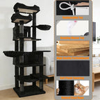 KAWHBET 68in Cat Tree,Cute Cat Tower Big Multi-Level Cat Tower for Large Cats with Removeable Cushion,Hammocks Sisal Scratching Posts,Condos,for to Play and Sleep Cat Tree for Indoor Cats (Black)