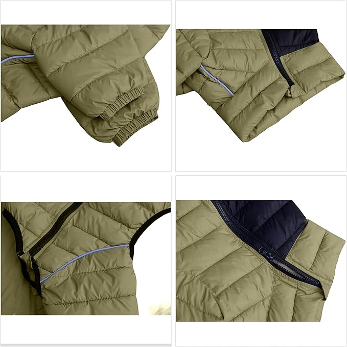Lovelonglong Dog Coat - Warm Jacket, 4 Legs Covered Waterproof Windproof Reflective Dog Vest, Zippered Adjustable Outdoor Snow Jacket for Small to XXL Dogs, Olive Green