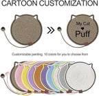 Personalized Cat Scratcher Mat, Customized with Name Text Natural Cotton Rope Round Horizontal Cat Scratching Pads with Ball Toy, Cat Furniture Protector for Wall, Couch, Carpets, Sofa (Chocalate)