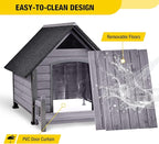 Dog House Outdoor Waterproof Dog Kennel for Small to Medium Size Dogs Doghouse Puppy Shelter with Elevated Floor for Winter (Grey-A, Medium)