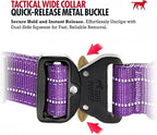 Tuff Pupper Tactical Dog Collar with Handle | Heavy Duty Adjustable Dog Collar | Military Nylon Collar for Large Dogs | Quick-Release Buckle | Soft Padded Comfort | Training Control (Purple, Large)