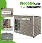 Large Wooden Dog House Outdoor, XL Weatherproof Dog Houses with Adjustable Vent Windows, Alloy Chew-Resistant Frame, Removable Floor for Medium & Large Dogs (43.3" Lx26.4 W x33.7 H)