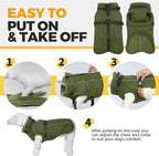Lelepet Dog Coat with Harness Built in, Waterproof Dog Jacket for Large Dogs Reflective Winter Jacket with Zip Warm Cold Weather Coats for Dogs,Turtleneck Snowsuit, Great Dane, Army Green, XXXL