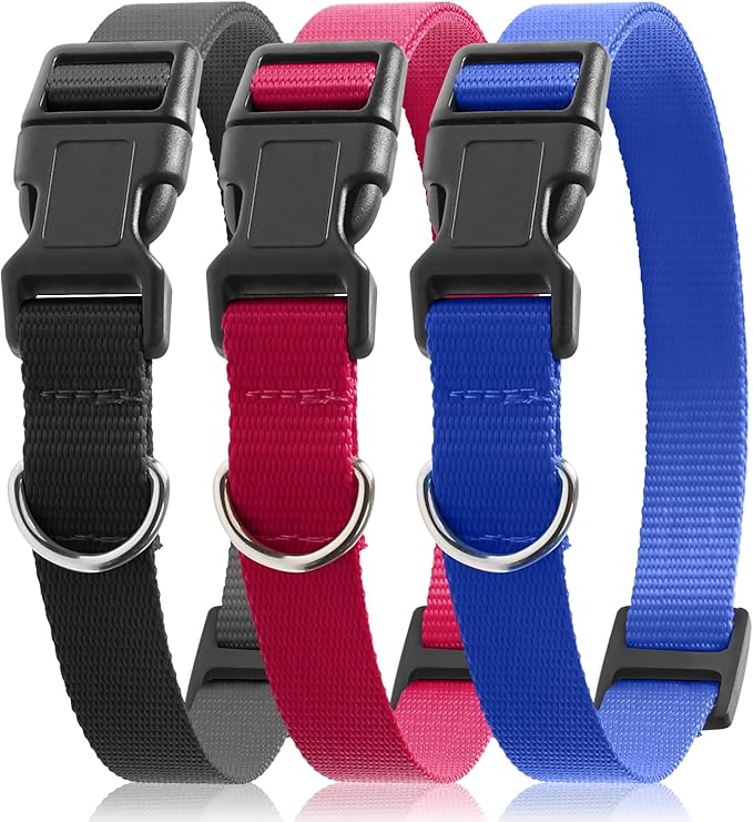 PetJoy Shock Collar Replacement Strap, Dog Replacement Training Collars with D-Ring, 3 Pack Adjustable Nylon Dog Collar Strap for Small, Medium & Large Dogs