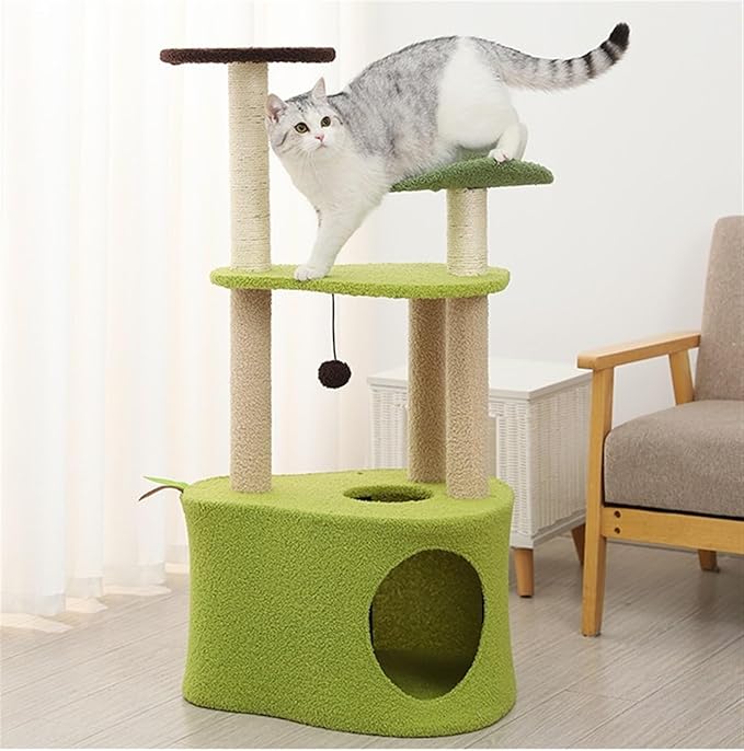 Cat Tree Activity Indoor Outdoor Post Avocado Cat Tree for Indoor Tower Cozy Top Perch Sisal Scratching Posts(54 * 107cm)