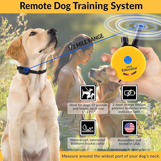 E-Collar ET-300-1/2 Mile Waterproof Remote Dog Training Collar Includes Premium Finger Clicker Trainer, 100 Programmable Levels + Vibration + Light + Sound, Red