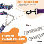 Choker Martingale Collar for Dog, No Pull Slip Chain Collar Training Escape Proof Heavy Duty Dog Collar for Extra Large Medium Large Pet Girl Female Dogs, Purple Floral XL