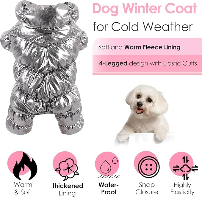 AOFITEE Dog Coat, Warm Dog Jacket, Fullbody Winter Coat Snowsuit for Dogs, Waterproof Puppy Puffer Jacket Snow Coats with Legs, Pet Fleece Vest, Cold Weather Coats for Small Dogs, Medium