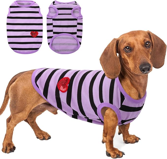 Dog Shirts for Medium Dogs, Striped T-Shirts Pets Vest Pet Apparel Tee Shirts Dog Tank Top Spring Summer Suitable for Chihuahua French Bulldog Bichon Shih Tzu