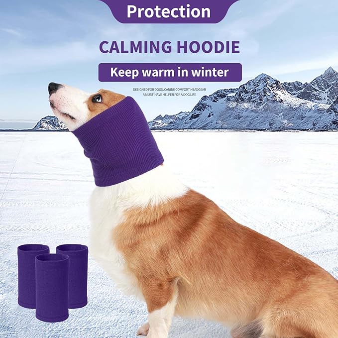 Nanaki Dog Hood Calming Ear Wrap - Quiet Headband Head Cover Snood Fireworks Muffs - Grooming and Force Drying Pet Ear Protector for Anxiety Relief and Noise