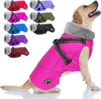 Doglay Dog Coat with Harness, Reflective Warm Dog Jacket Waterproof Puppy Winter Coat for Cold Weather, Adjustable Fleece Jacket for Small Medium Large Dogs