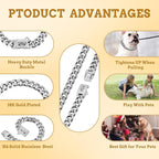 BAOBOTE 15MM Silver Stainless Steel Dog Collar with Cuban Link Chain Heavy Duty Chew Proof Training Collar for Dogs(16" Silver)