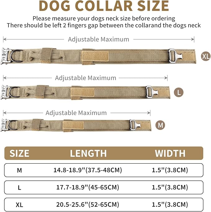 COOYOO Dog Collar,3 Piece Set Tactical Dog Collars, Adjustable Military Training Nylon Dog Collar with Control Handle and Heavy Metal Buckle for Medium and Large Dogs