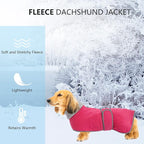 Geyecete Dachshund Winter Coat, Pink, X-Small, Waterproof, Padded Fleece Lining, Reflective Piping, Adjustable Bands, Dog Jacket