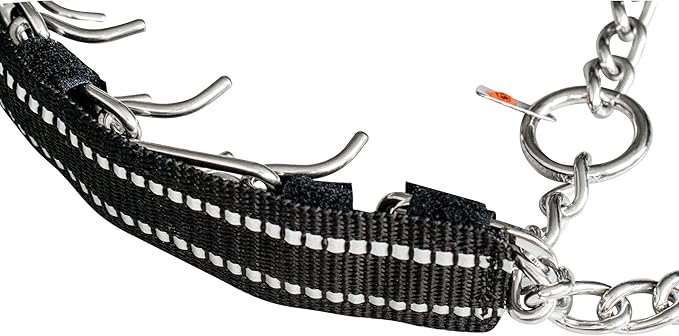 Sprenger Reflective Collar Cover for Prong Training Dog Collars - Lightweight Woven Nylon Suitable for All Weather Excellent Protection Collar from Water and Dirt - Black (4.0mm Prong' 19" Length)