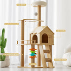 Cat Tree, Wood Cat Tree Tower for Indoor Cats, 47.3" Modern Cat Tower with Sisal-Covered Scratching Posts and Top Perch，Cat Condo with Acrylic Hammock for Small Large Cats