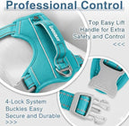 BARKBAY Dog Harness No Pull Oxford with ID Tag Pocket - Heavy Duty, Reflective, Easy Control for Large Dogs(Aqua Oxford,XL)