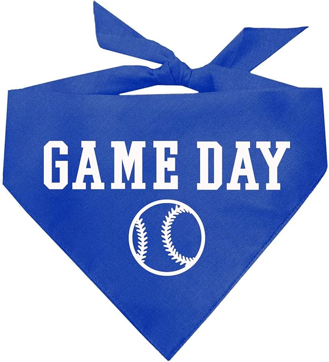 Game Day Dog Bandana | 100% Cotton Adjustable Triangle | Made in USA | Baseball| Sports | Biggest Fan | Game Day | Royal, One Size (1054)
