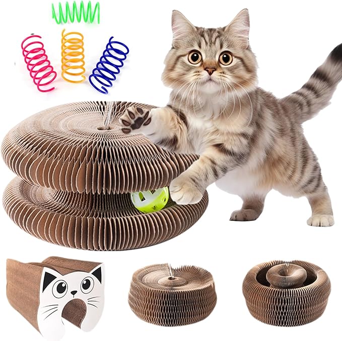 Kitty Cat Toys, Magic Organ Cat Toy,Foldable & Reversible Infinity Style Cat Scratching Board Toy by Recycled Cardboard for Indoor Cats Flip with Fun, 1 Pack