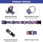 Hikiko Martingale Collar for Dogs Girl Dog Collars for Small Medium Large Dogs with Cute Female No Pull Dog Collar（Blue Rose,Large）