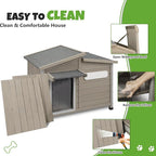 Large Outdoor Wooden Dog House, Weatherproof Dog Houses with Adjustable Vent Windows, Alloy Chew-Resistant Frame, Removable Floor for Medium & Large Dogs, (43.5" L x 29.5" W x 33.5" H)