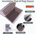 Insulated Dog House Outdoor Weatherproof, Wooden Heated Large Houses with Removable Liner for Winter, Upgrade Anti-Chewing Iron Frame Dog Shelter for Puppies, Cats