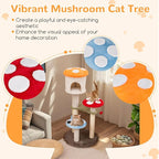 Tangkula Mushroom Cat Tree, 48 Inch Cute Cat Tower with Sisal Scratching Posts, Top Condo, Padded Platforms, Dangling Ball, Multi-Level Modern Cat Furniture, Activity Center for Indoor Cats