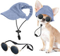 Jadive Small Dog Sun Hat with Ear Holes, Dog Cat Sunglasses with Anti-Slip Silicone Rope Baseball Cap Adjustable Puppy Sunbonnet Headdress Beach Visor Hat for Puppies Summer Outdoor(Blue)