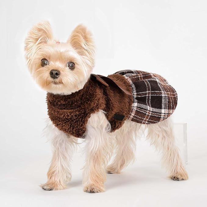Dog Sweater Dog Winter Clothes for Small Dogs Boy Girl Fall Puppy Dress Warm Fleece Chihuahua Yorkie Teacup Sweaters Dresses for Small Dogs Girl Cat Sweaters, Brown, XS