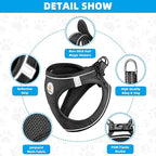 Hipubby Dog Harness and Leash Set, No Pull Soft Mesh Puppy Harness for Small Medium Dogs, Cats - Step in Reflective Breathable Lightweight Vest Harness for Walking, Training - Black, XXS