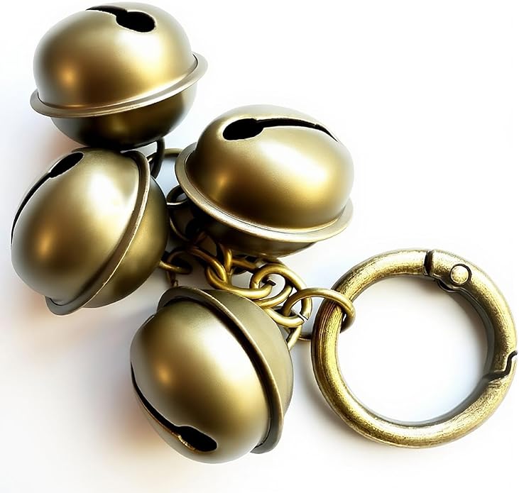 Dog Collar Bell for Pet Tracking 2 Strings in 8 Pieces Pet Bells for Collar Loud Brass Cat Bells for Collar with Key Rings Vintage Bronze Jingle Bells for Doorbell Potty Training