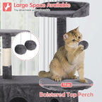 70in Cat Tree Cat Climbing Tower with Scratching Post, Cats House Perch Kitten Tree Condo Wood Playhouse, Pet Trees Tower for Indoor Cats, ASHY