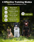 3 Dogs Shock Collar with Remote 3 Pack-3300FT Dog Training Collar with Fashlight, IPX7 E Collar with Double Shock for Small Medium Large Dogs(5-150lbs)-4 Training Modes, Adjustable Strap, Rechargeable