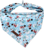 Lionet Paws Christmas Dog Bandana,Fabric Snowman Blue Dogs Kerchief for Small Medium Dogs,Dog Cotton Triangle Bibs Scarf for Girl Boy