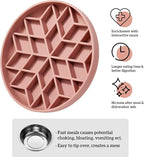 OHMO Slow Feeder Dog Bowls (Diamond, 8" Coral) Enrichment Toy Soft Silicone Food Safe Feeding Bowl Non Slip Suction Cup for All Breed Pet, Cat Slow Down Eating Dishes, Boredom and Anxiety Reducer
