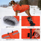 Dog Coat, Warm Dog Winter Coat for Large Dogs, Waterproof Jacket with Harness Built in, Reflective Turtleneck Cold Weather Coats with Zipper,Pet Fleece Vest Snow Jacket, Orange L
