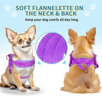 Lukovee No Pull Dog Harness and Leash Set, Soft Padded Small Dog Harness, Neck & Chest Adjustable Reflective Vest Puppy Harness with 4ft Lightweight Anti-Twist Dog Leash for Small Dogs (Purple, L)