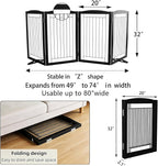 Dog Fence Indoor,Dog Gate Indoor for Doorway pet gate -4-Panel Freestanding, Hallways, House or Stairs -80x32-Inch Retractable Foldable Expandable Wood Pet by SFJC (Black) ﻿