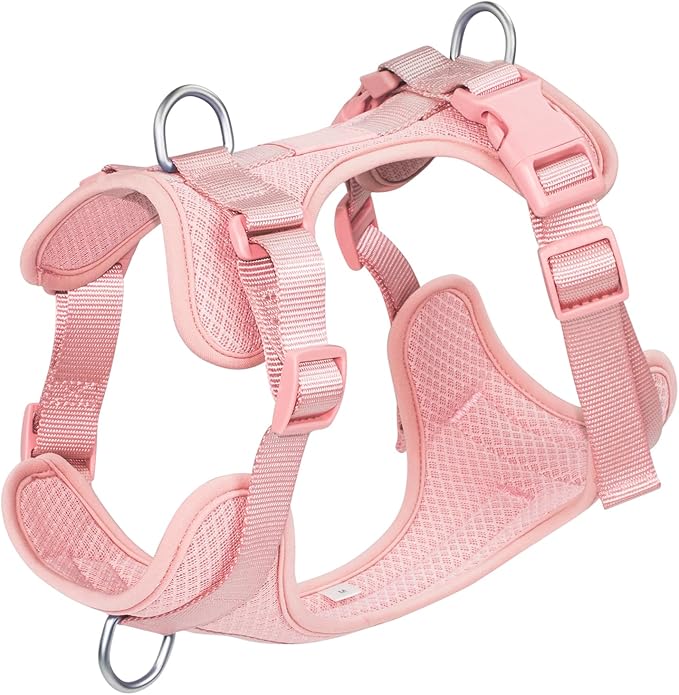 Wisedog Dog Harness Medium Sized, Pet Vest with Front Clip, Adjustable Puppy Harness with 3 Fast Release Buckles[Easy to Put on & Take Off] (Pink, M)