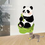 Wall-Mounted Cat Scratcher, 2025 Upgraded Indoor Cat Wall Scratcher — Self-Adhesive Double-Sided Tape, Trimable Scratching Surface, Suitable for Walls/Sofas/Floors (IncludesToy) (Panda)