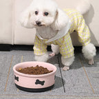 Sweejar Ceramic Dog Bowls with Bone Pattern, Dog Food Dish for Medium Dogs, Porcelain Pet Bowl for Water 35 Fl Oz (Pink)