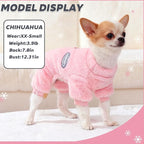 Fleece Dog Pajamas Winter Warm Dog Sweater for Small Dogs Thermal Soft Puppy Pjs Coat Stretchy Jumpsuit Doggie Pet Clothes Outfits Cat Apparel (Pink, Large)