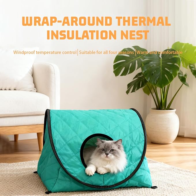 Cave cat Bed, Foldable pet Bed, Waterproof and Anti-Static, Hair-Free, Suitable for Both Indoor and Outdoor use, Ideal for Traveling with Pets.(Peacock Blue)
