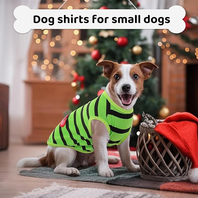 Dog Shirts for Medium Dogs, Striped T-Shirts Pets Vest Pet Apparel Tee Shirts Dog Tank Top Spring Summer Suitable for Chihuahua French Bulldog Bichon Shih Tzu